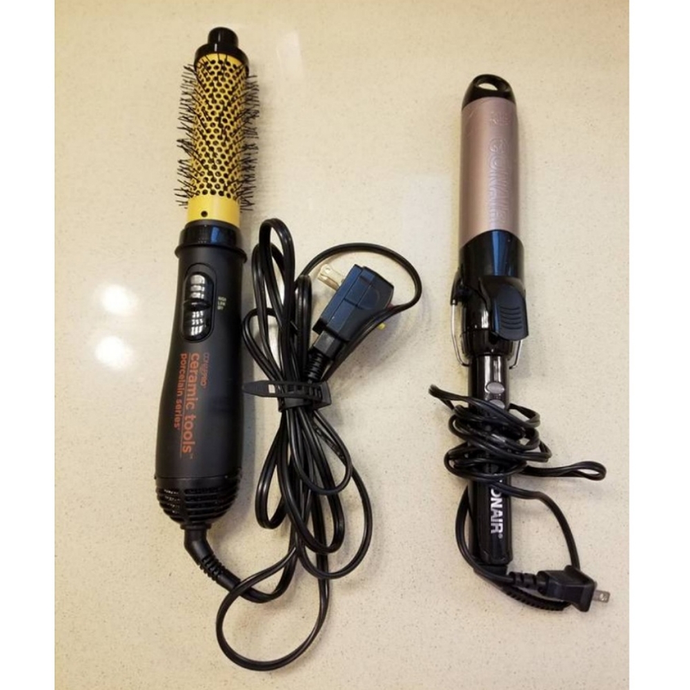 2 Conair Hair Tools (curling iron & hot brush)